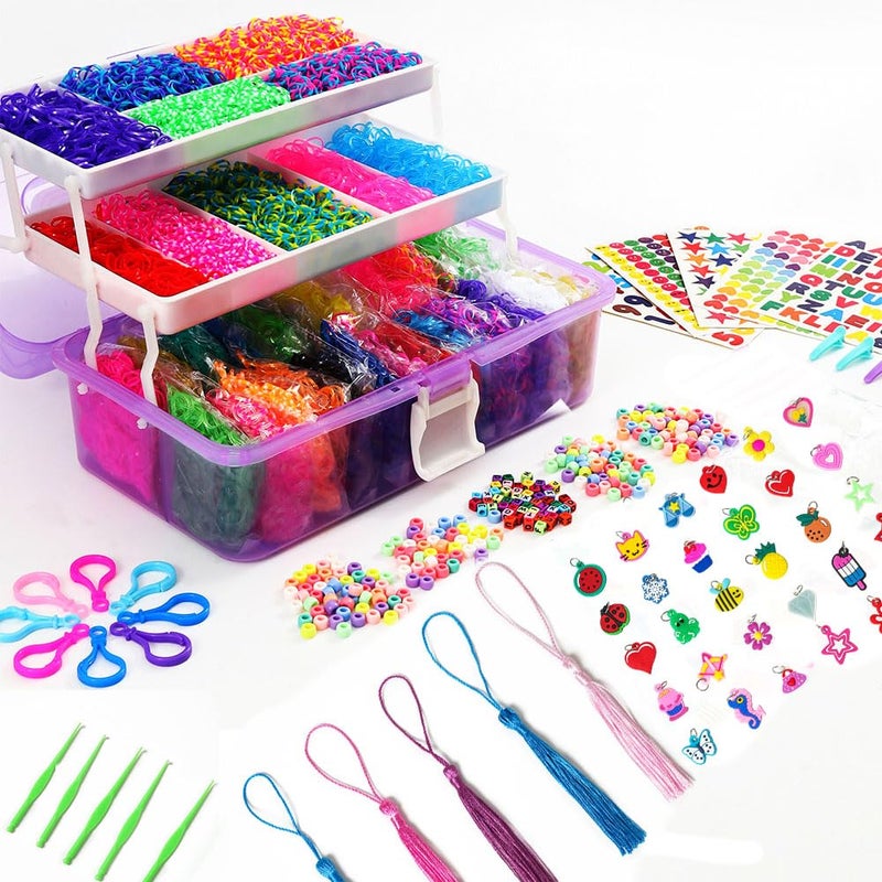 YITOHOP 15000+ Rubber Loom Bands, Mega Rubber Bands Bracelet Kit,Loom Bracelet Making Kit with 3 Layer Container,30 Colors,380 Beads,30 Charms,Clips, Hooks Tools for DIY Art Christmas Holiday Gift - Image 1